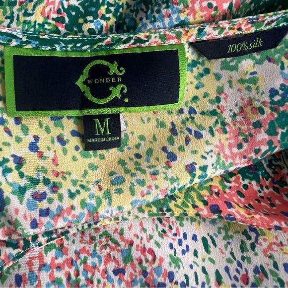 C. Wonder 100% Silk Sleeveless Watercolor Blouse Top Womens Medium Side Zip - Picture 5 of 6